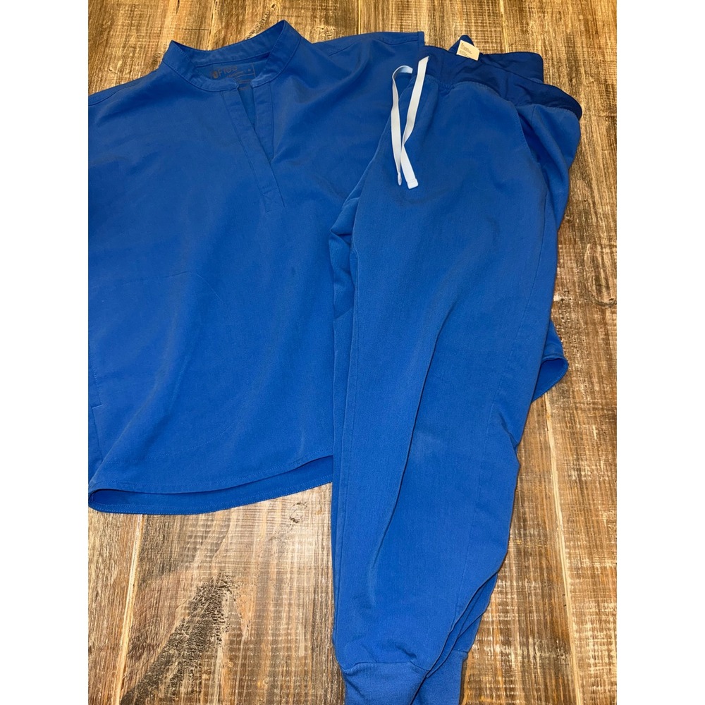 FIGS Technical Collection Royal Blue Scrub Set Womens M Top L Petite Joggers